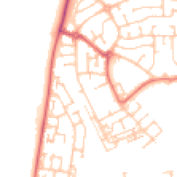 Daytime road noise heatmap for TS19 8PJ