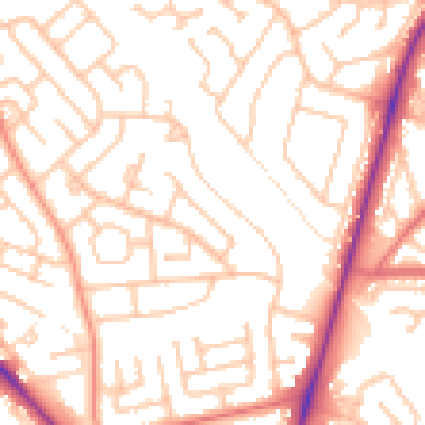 Daytime road noise heatmap for TS19 9EB