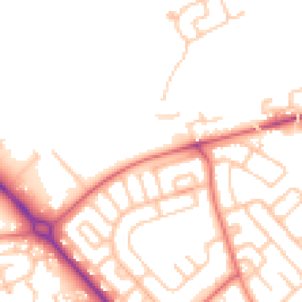 Daytime road noise heatmap for TS19 9FD
