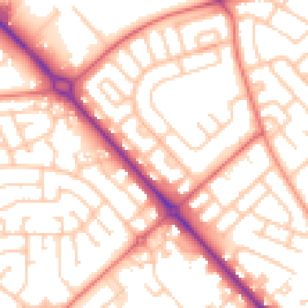 Daytime road noise heatmap for TS19 9NL