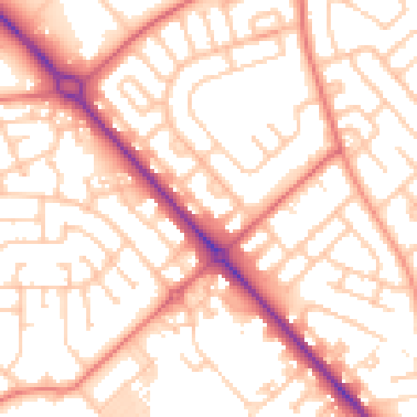Daytime road noise heatmap for TS19 9PF