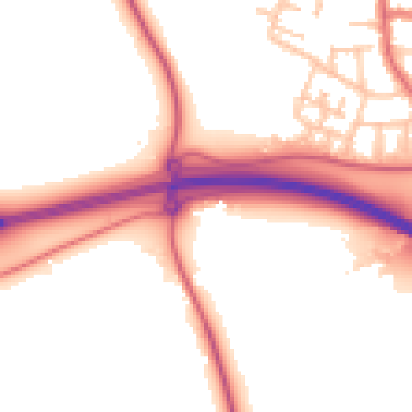 Daytime road noise heatmap for TS21 1AD