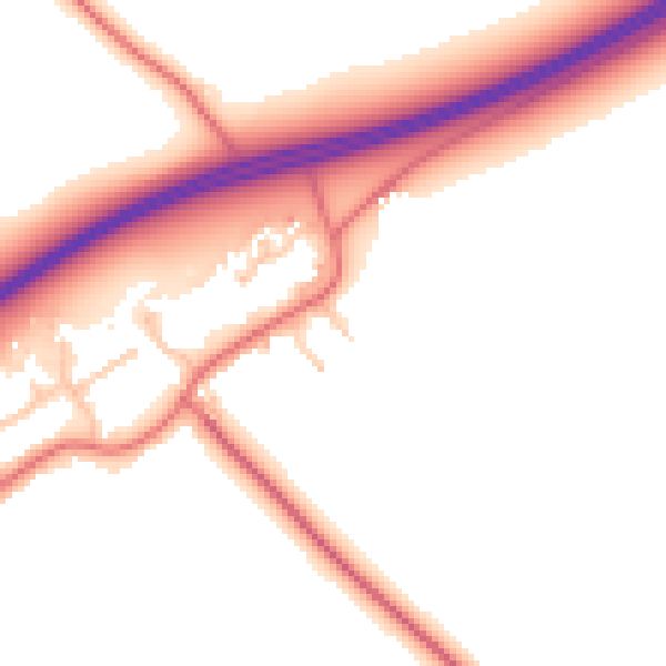 Daytime road noise heatmap for TS21 1BY