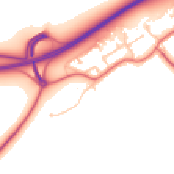 Daytime road noise heatmap for TS21 1DQ