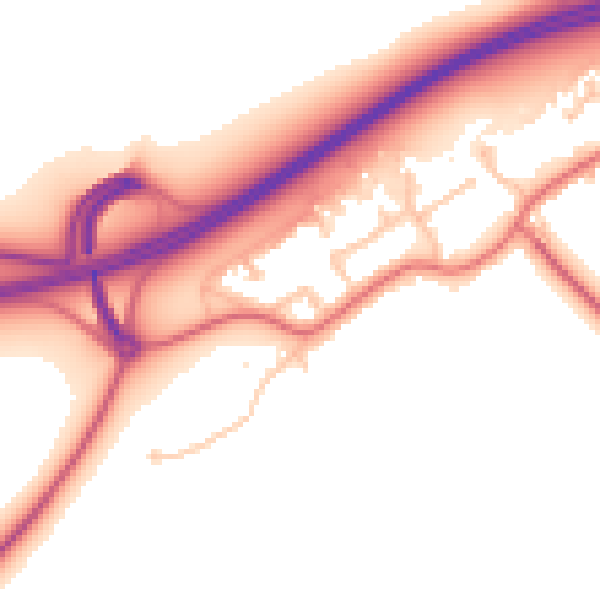 Daytime road noise heatmap for TS21 1PA