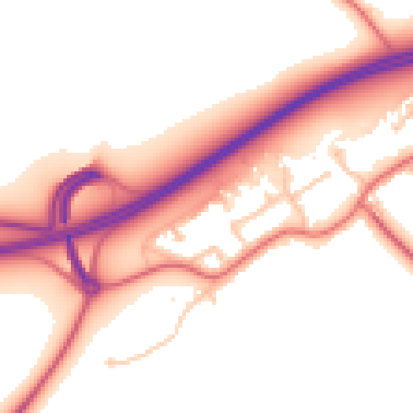 Daytime road noise heatmap for TS21 1PD