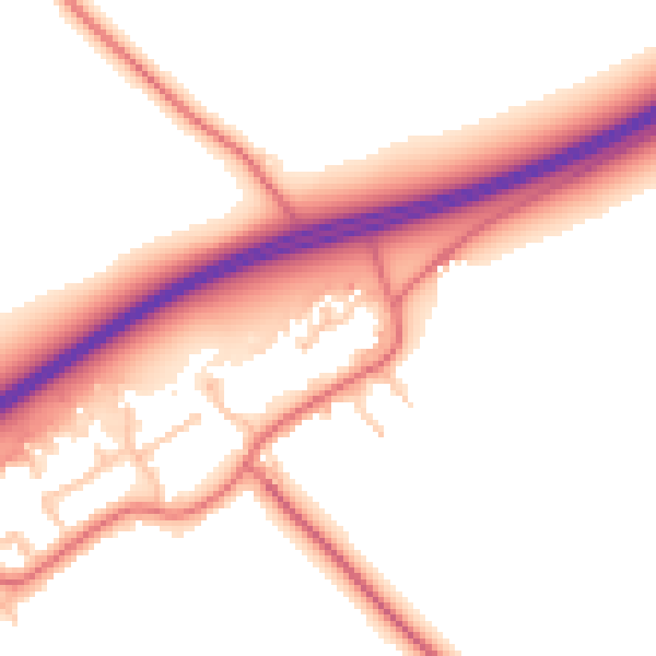 Daytime road noise heatmap for TS21 1PJ