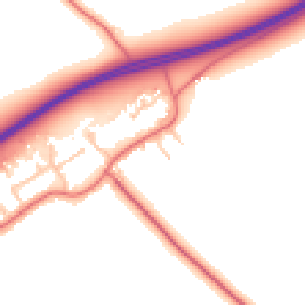 Daytime road noise heatmap for TS21 1PQ