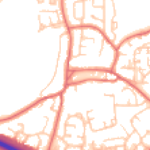 Daytime road noise heatmap for TS21 2AB