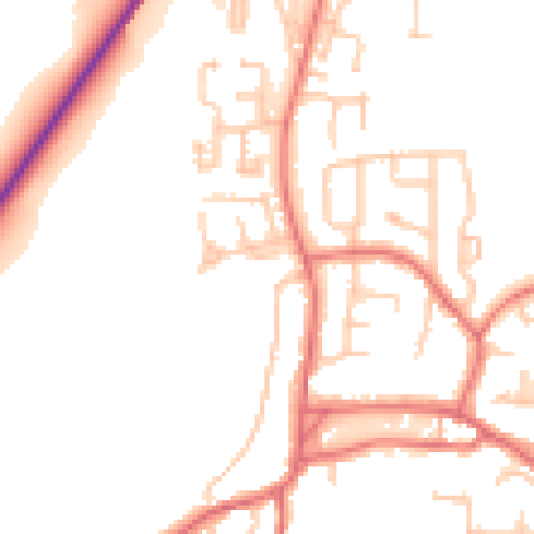 Daytime road noise heatmap for TS21 2AN