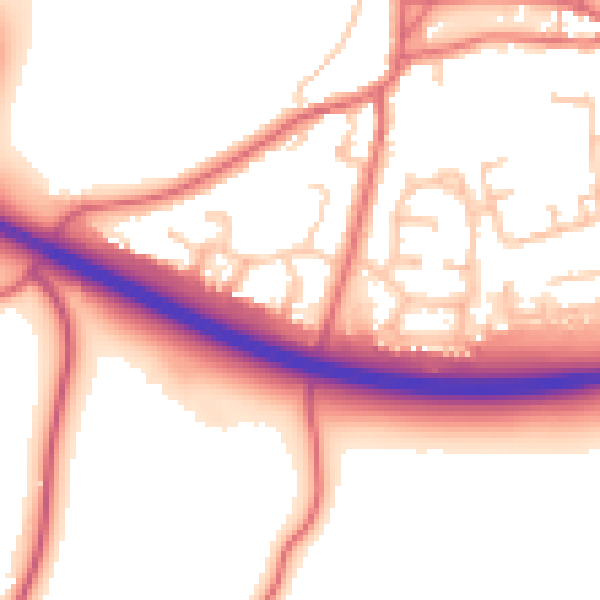 Daytime road noise heatmap for TS21 2JL