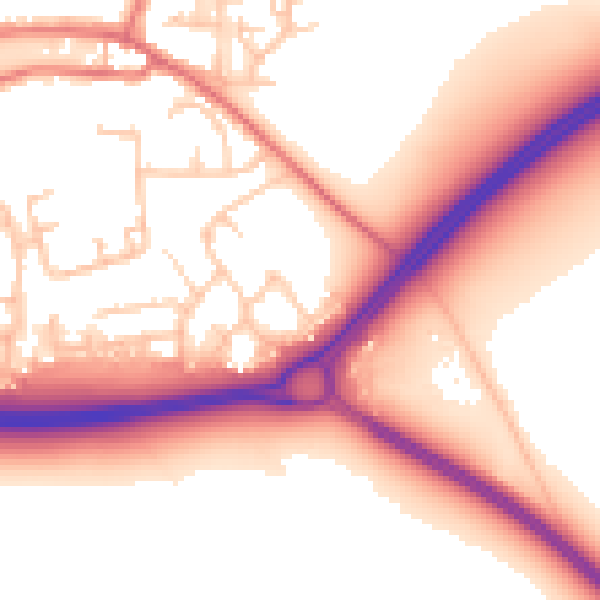 Daytime road noise heatmap for TS21 2JP