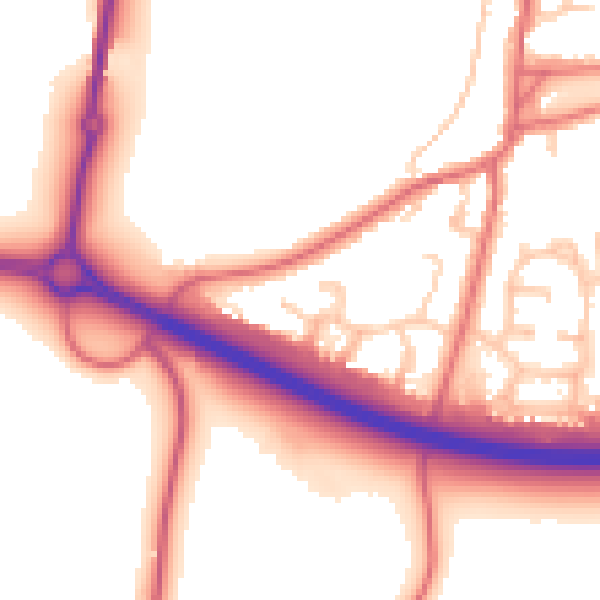 Daytime road noise heatmap for TS21 2JR