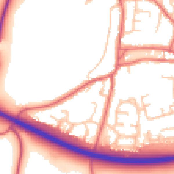 Daytime road noise heatmap for TS21 2JS