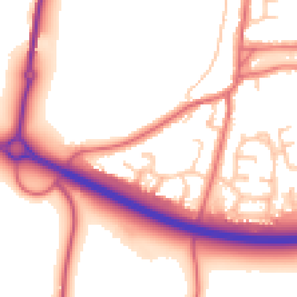Daytime road noise heatmap for TS21 2JW