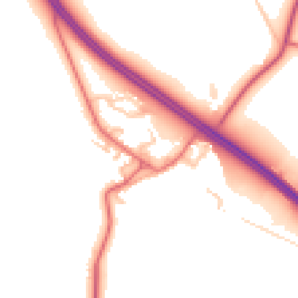 Daytime road noise heatmap for TS21 3JZ