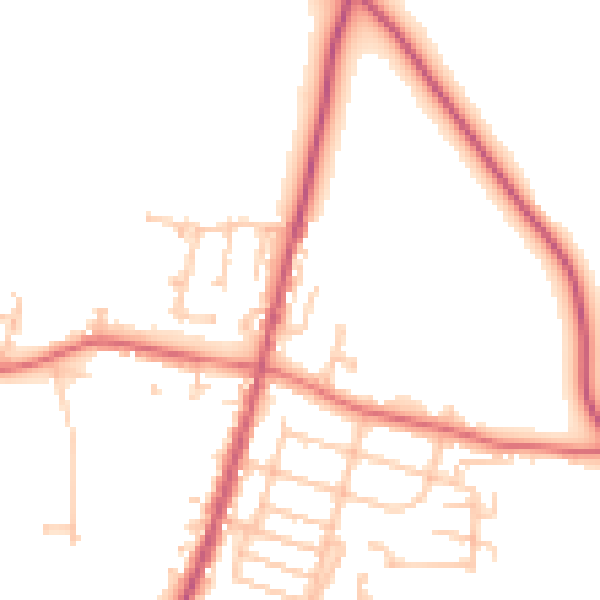 Daytime road noise heatmap for TS21 4AU
