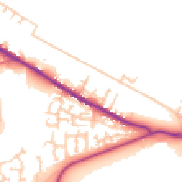 Daytime road noise heatmap for TS24 0BT