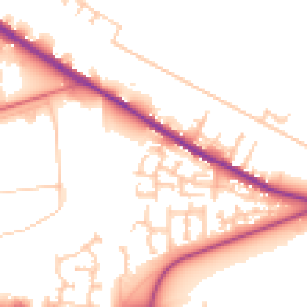 Daytime road noise heatmap for TS24 0UL