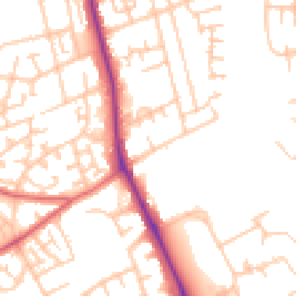 Daytime road noise heatmap for TS4 2PU