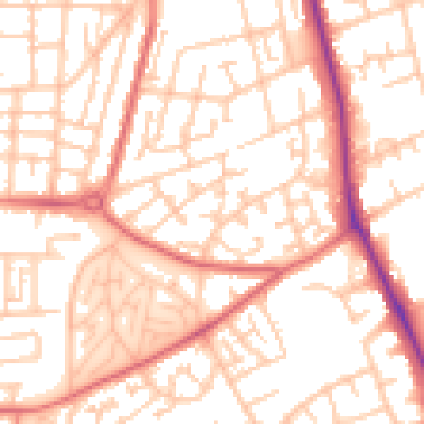 Daytime road noise heatmap for TS4 2TA