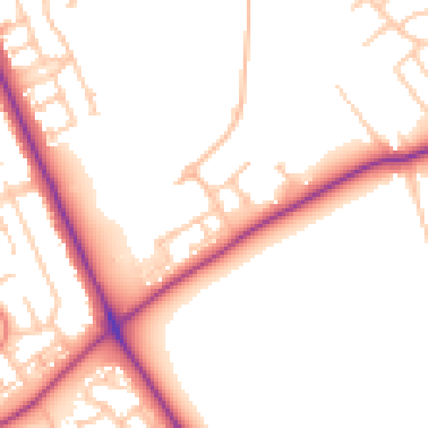 Daytime road noise heatmap for TS4 3AE