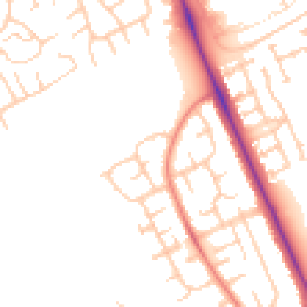 Daytime road noise heatmap for TS4 3NS