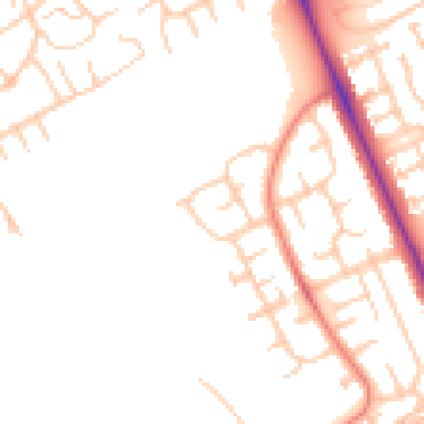 Daytime road noise heatmap for TS4 3NX