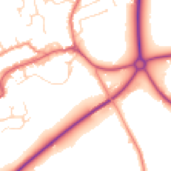 Daytime road noise heatmap for TS9 5AP