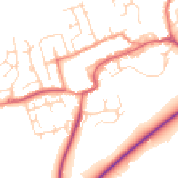 Daytime road noise heatmap for TS9 5BN