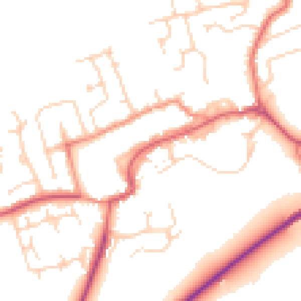 Daytime road noise heatmap for TS9 5BQ