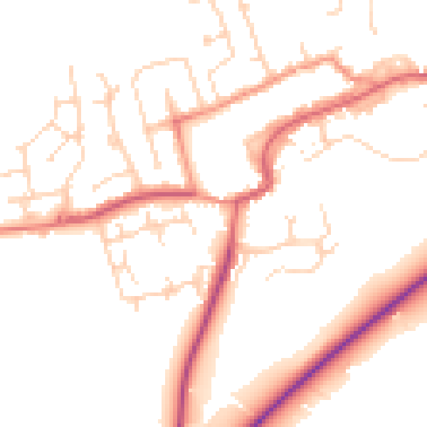 Daytime road noise heatmap for TS9 5BT