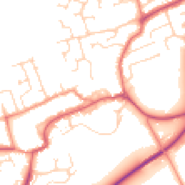 Daytime road noise heatmap for TS9 5DL