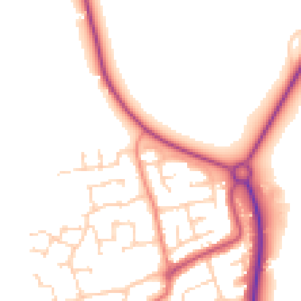 Daytime road noise heatmap for TS9 5JU