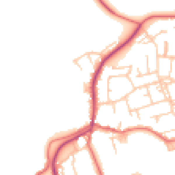 Daytime road noise heatmap for TS9 6BE