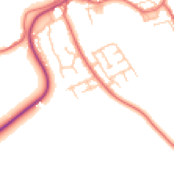 Daytime road noise heatmap for TS9 6LE