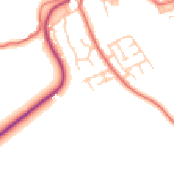 Daytime road noise heatmap for TS9 6LG