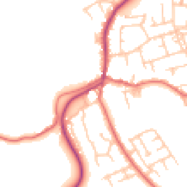 Daytime road noise heatmap for TS9 6NY