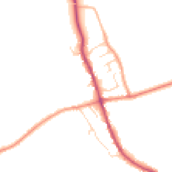 Daytime road noise heatmap for TS9 7EB