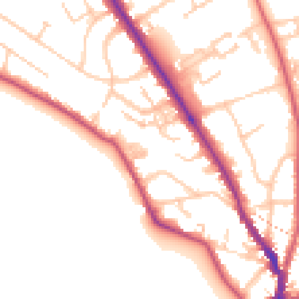Daytime road noise heatmap for TW11 0BX