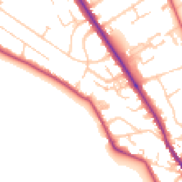 Daytime road noise heatmap for TW11 0EF