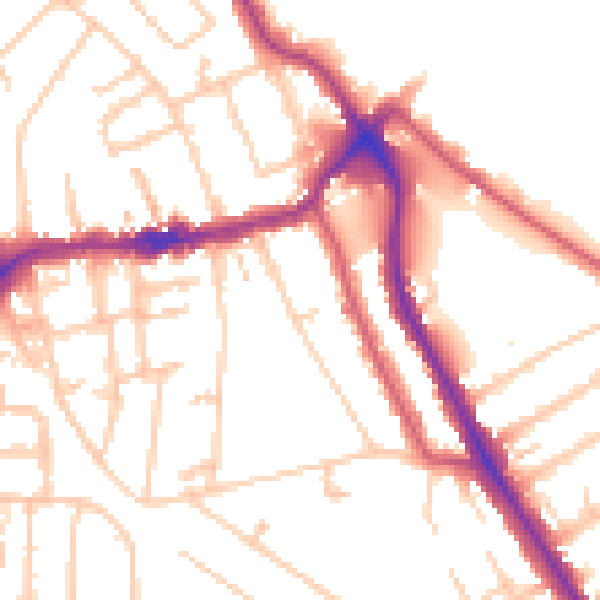 Daytime road noise heatmap for TW11 9HL