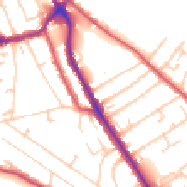 Daytime road noise heatmap for TW11 9JP