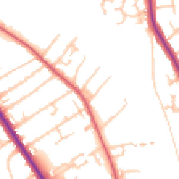 Daytime road noise heatmap for TW11 9QU