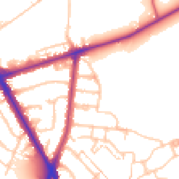 Daytime road noise heatmap for TW14 0EX