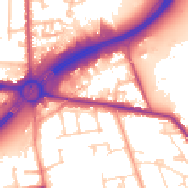 Daytime road noise heatmap for TW16 5AB