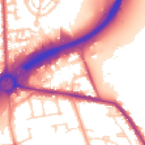 Daytime road noise heatmap for TW16 5BS