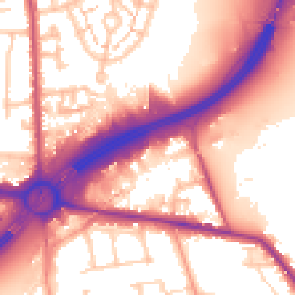 Daytime road noise heatmap for TW16 5DA
