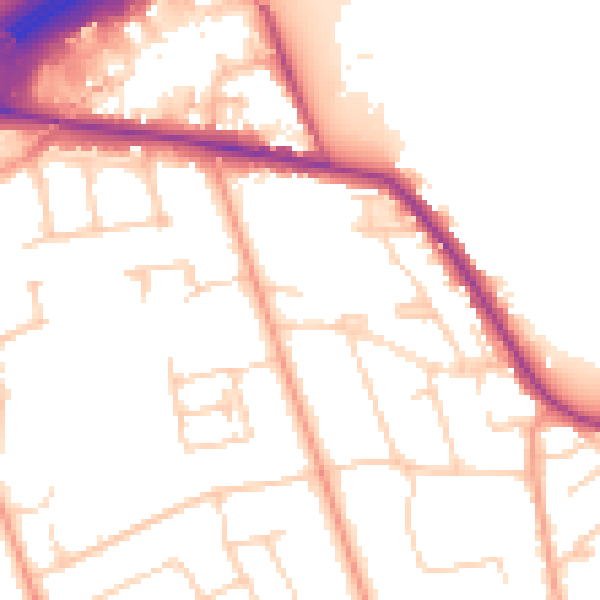 Daytime road noise heatmap for TW16 5DU