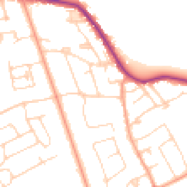 Daytime road noise heatmap for TW16 5EB